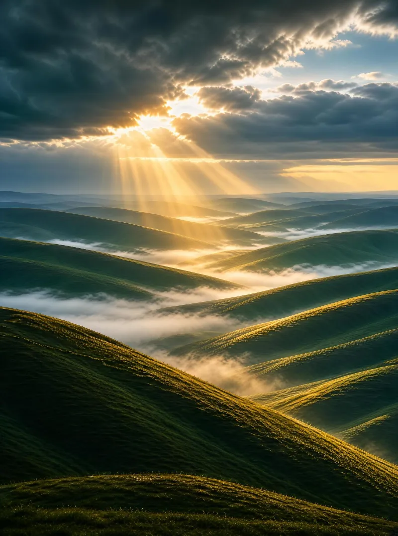 Golden Light on Hills