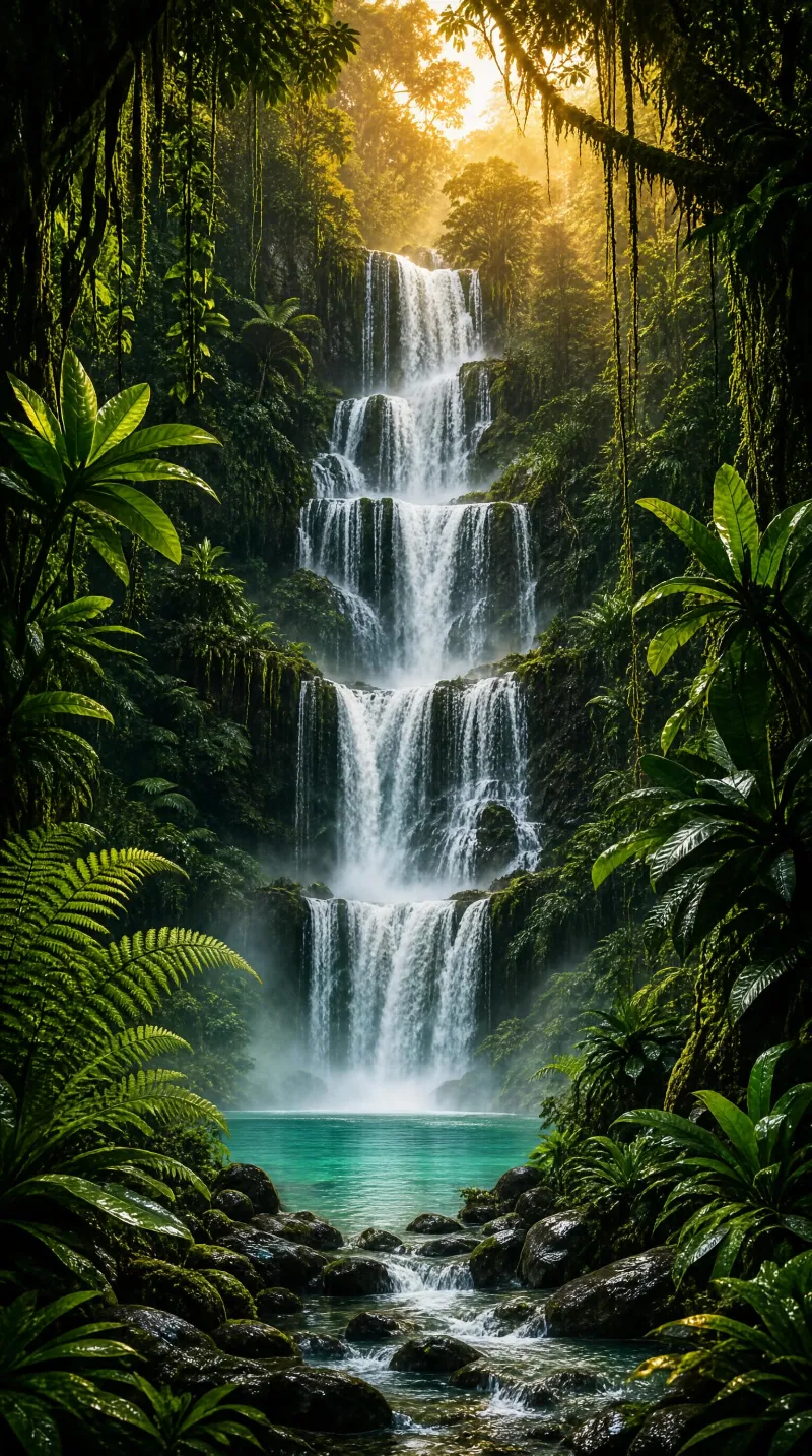 Tropical Rainforest Waterfall