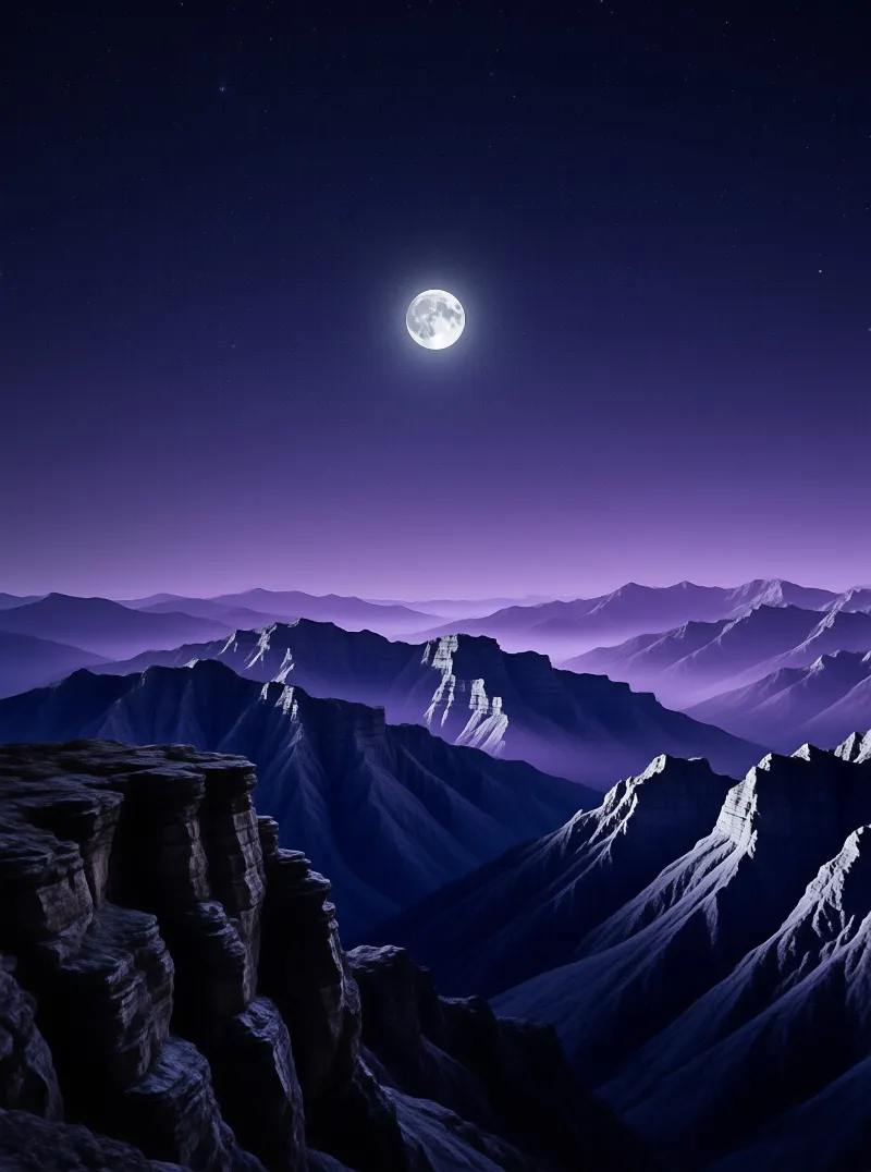 Moonlit Mountain Range