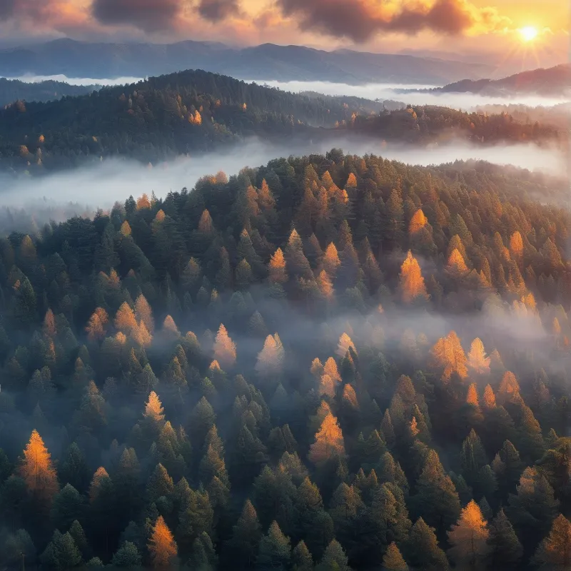 Misty Forest Sunrise