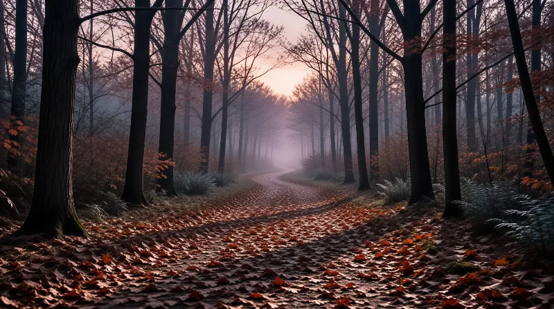 Misty Autumn Forest Path