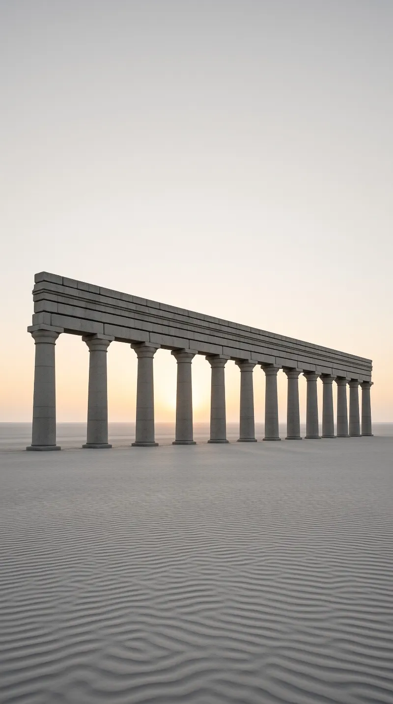 Classical Columns at Sunset