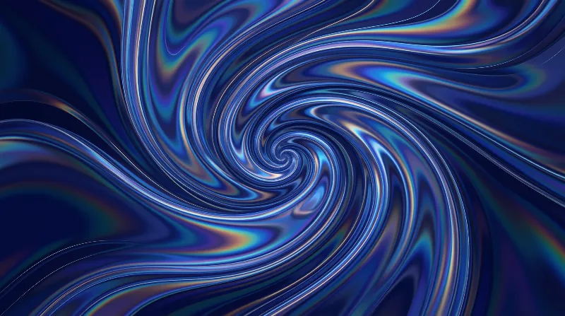 Iridescent Blue Liquid Vortex — Chrome Study