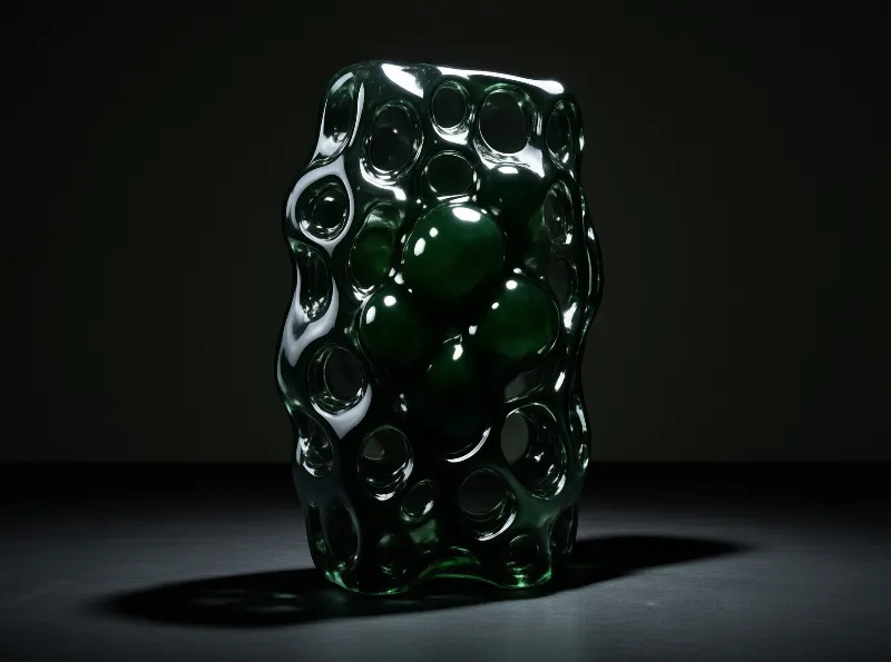 Abstract Green Glass Sculpture
