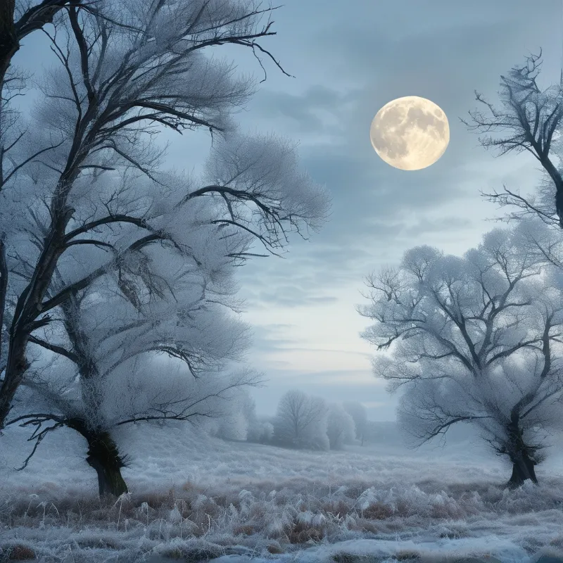 Moonlit Frosty Landscape