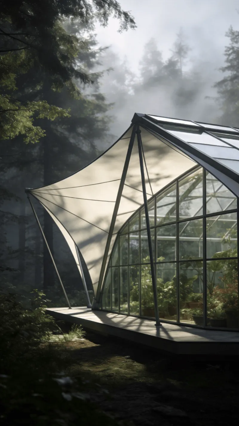 Greenhouse with Tensile Structure — Misty Forest