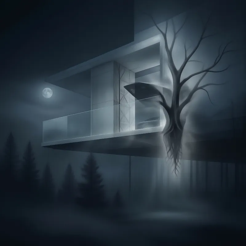 Surreal Moonlit Tree House