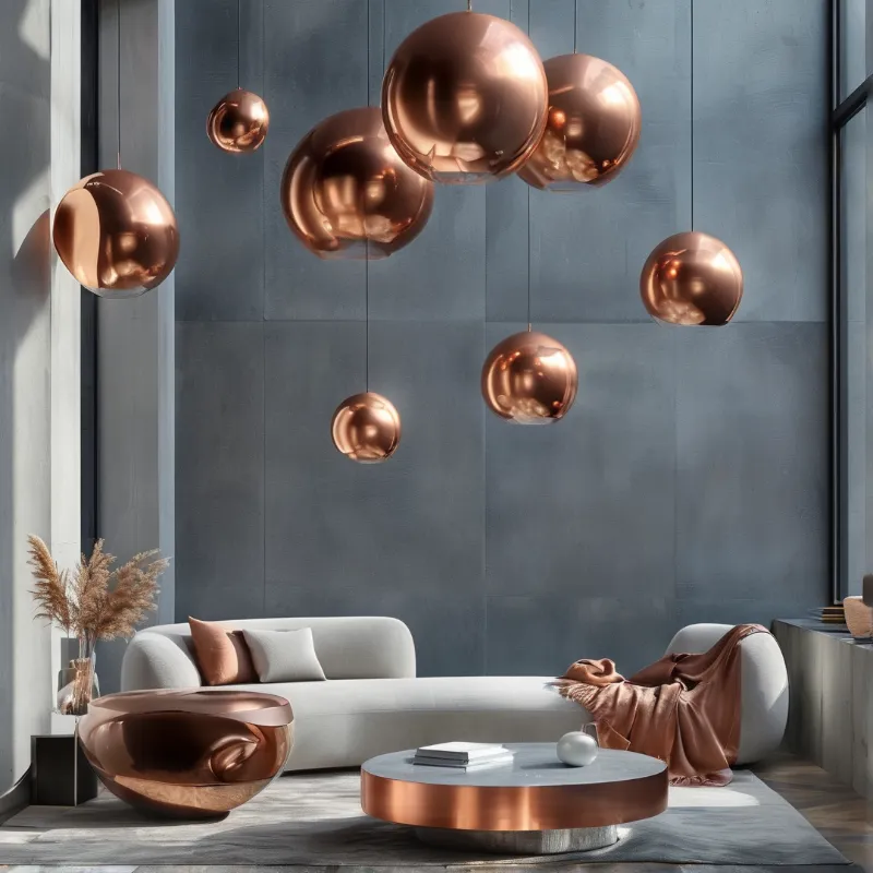 Copper Spheres Living Room