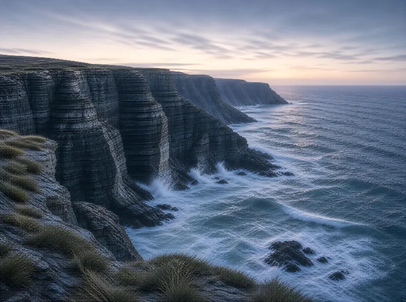 Coastal Cliffs at Dusk