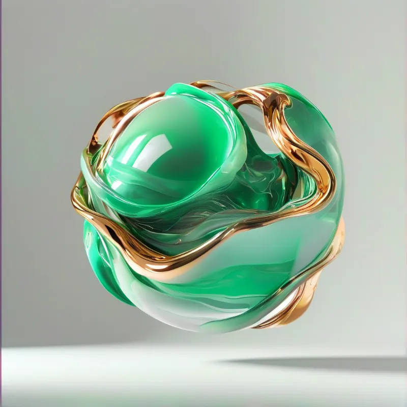 Glossy Green Liquid Sculpture