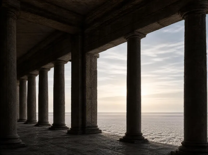 Classical Columns by the Sea