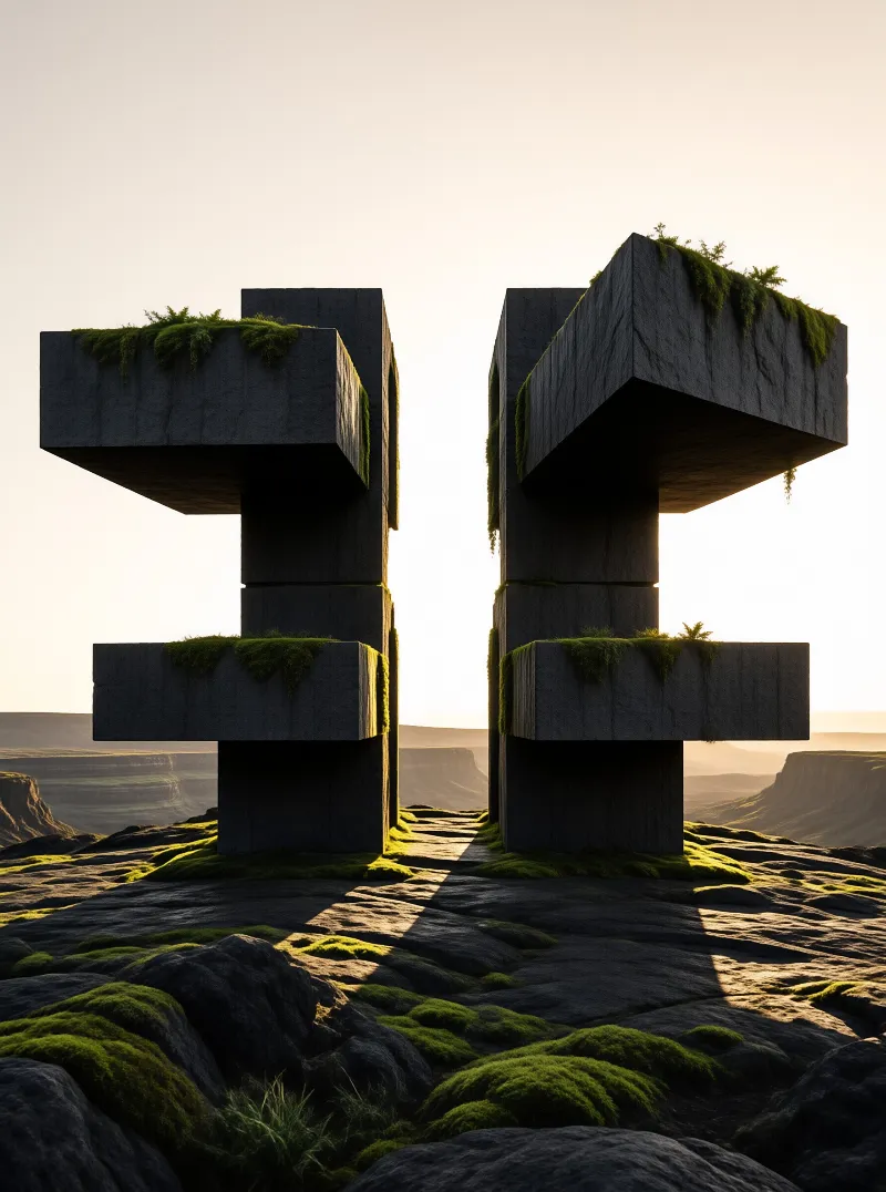 Moss Covered Stone Monoliths