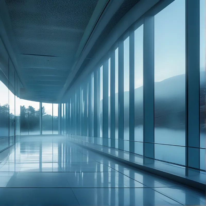 Serene Glass Corridor View