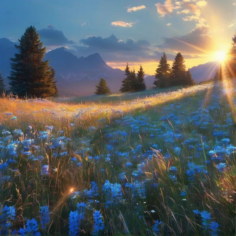 Alpine Meadow at Golden Hour