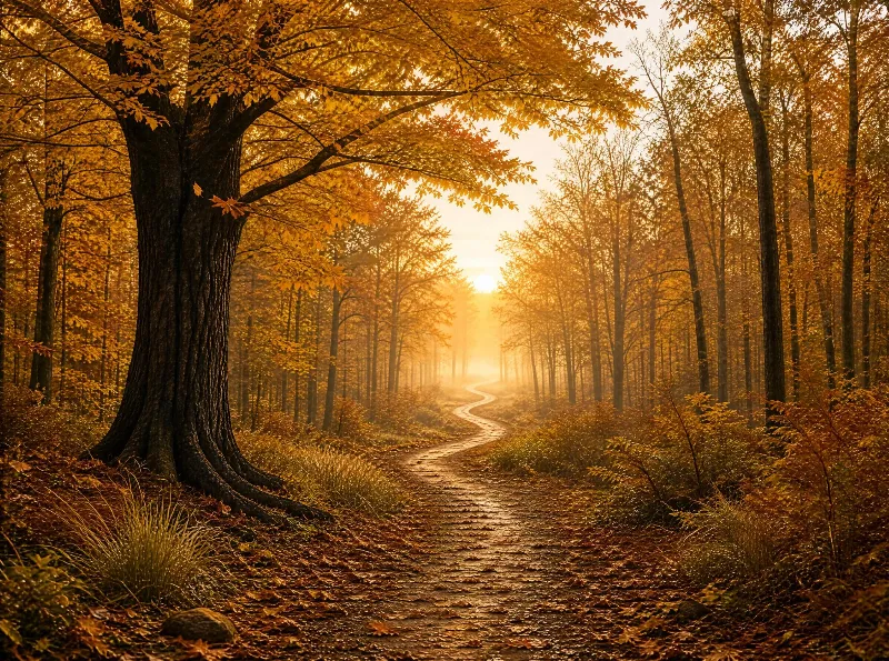 Misty Autumn Forest Path