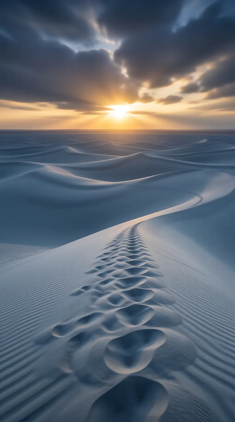 Dune Footprints at Sunset