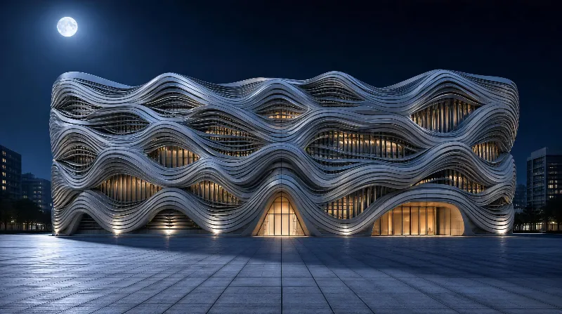 Wavy Building at Night