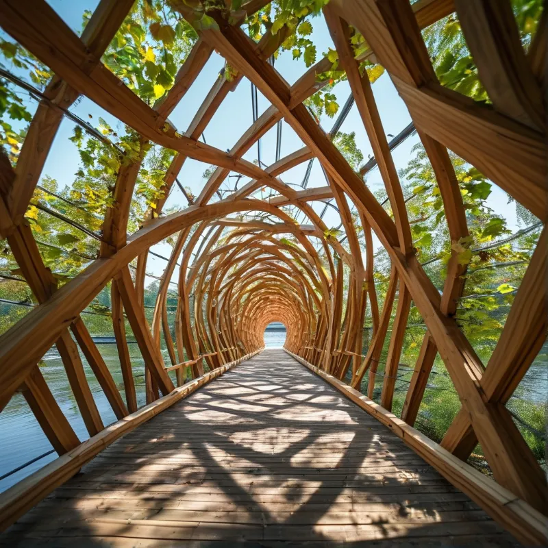 Wooden Tunnel Over Water