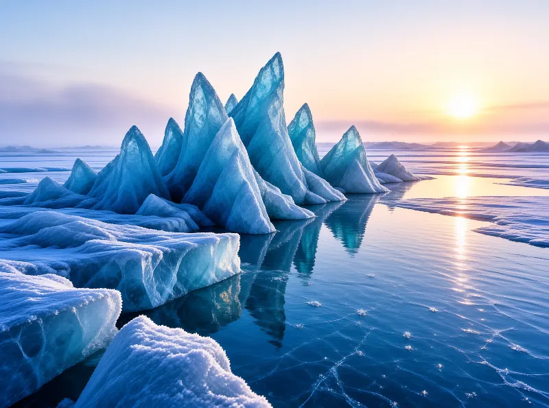 Ice Spikes at Sunset