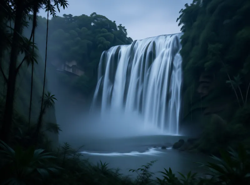 Misty Jungle Waterfall