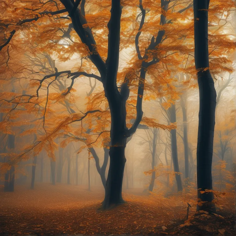 Misty Autumn Forest