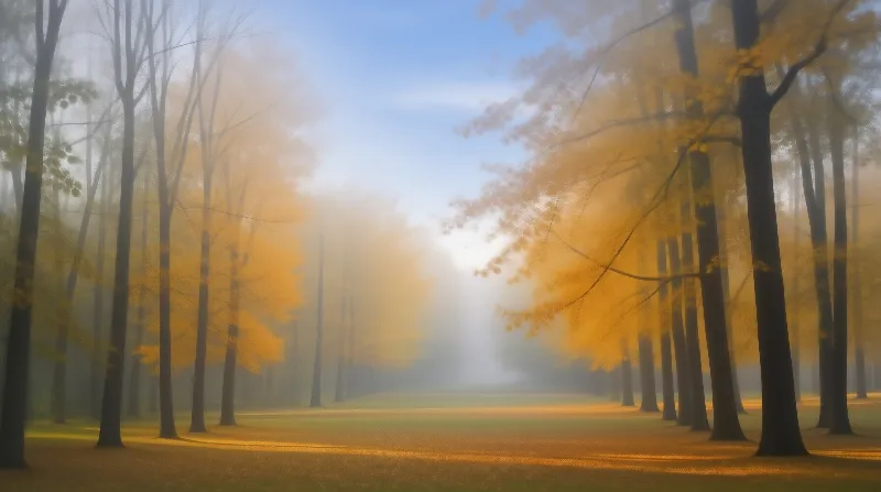 Misty Golden Forest Path