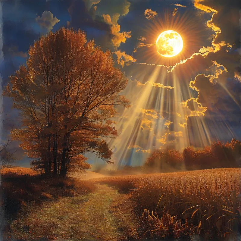 Golden Rays Over Landscape