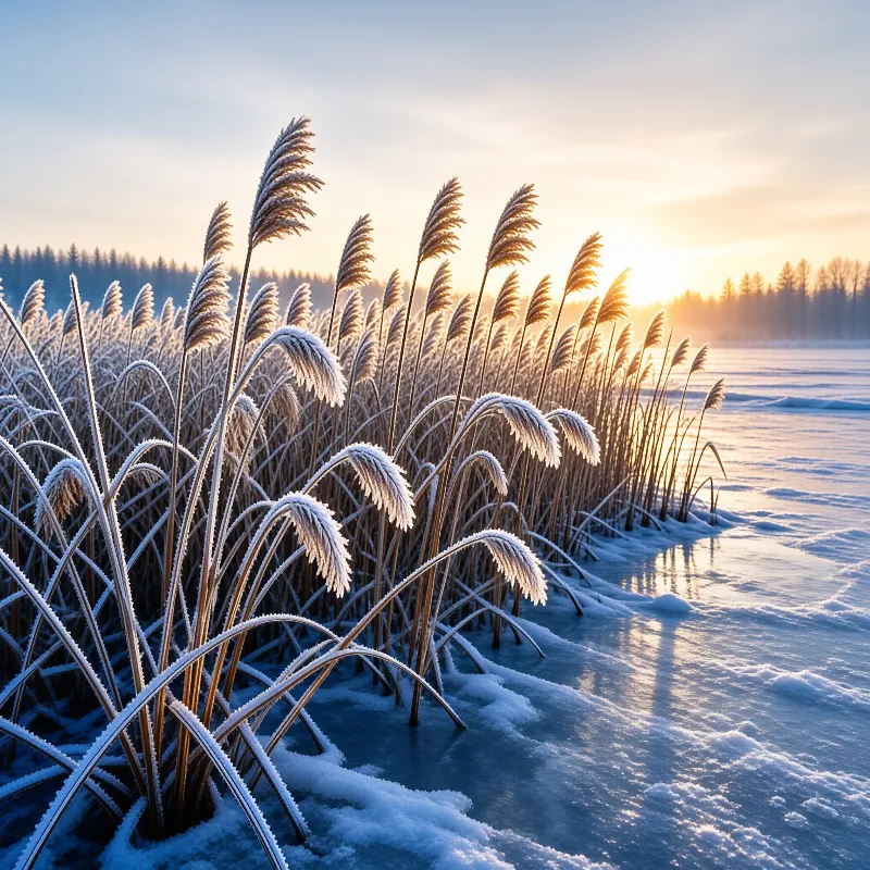 Frosty Reeds at Sunrise