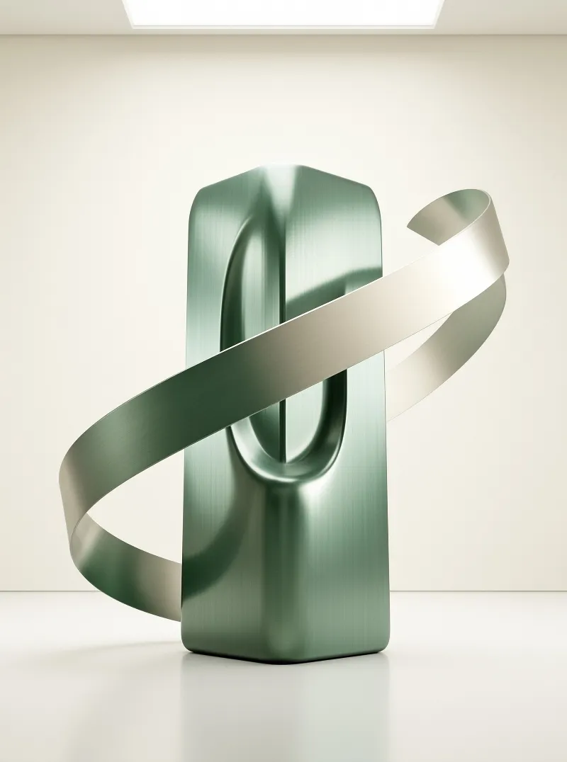Green 3D Object with Ribbon