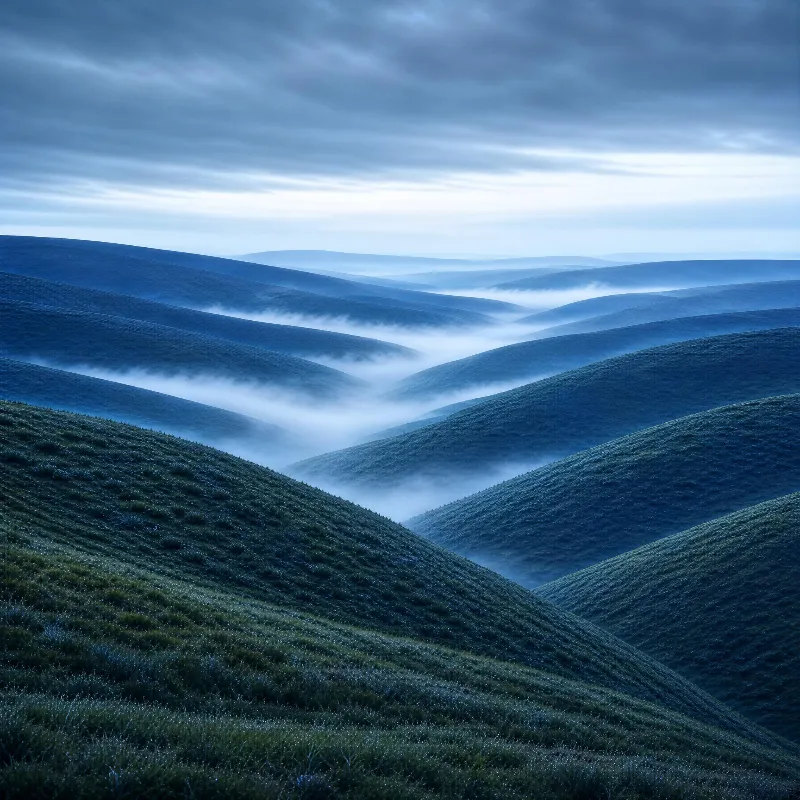 Misty Rolling Blue Hills