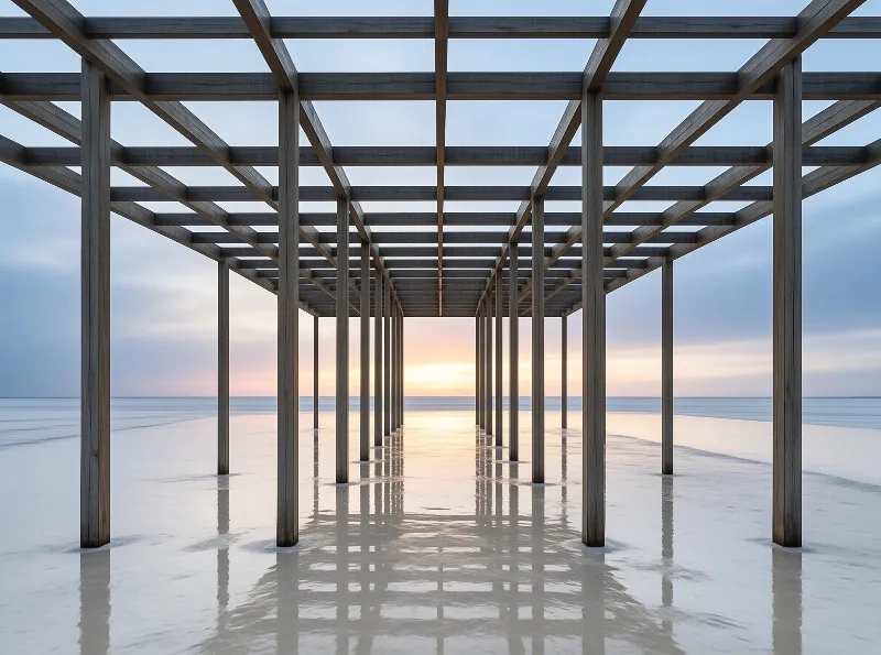 Wooden Pergola at Sunset