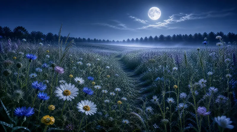 Moonlit Wildflower Meadow