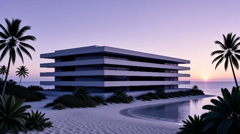 Modern Beach House at Sunset