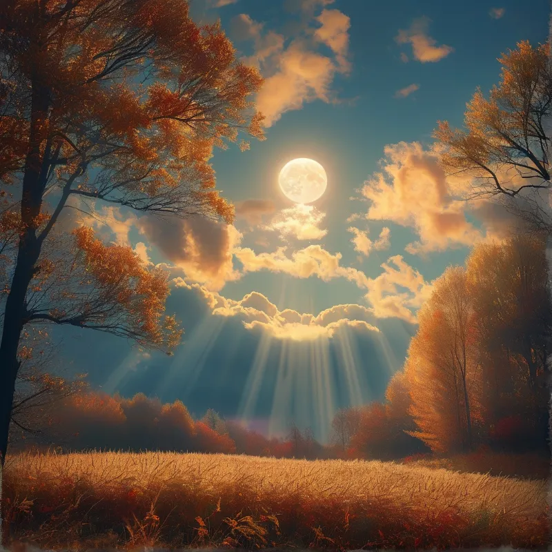 Golden Rays Over Autumn Field