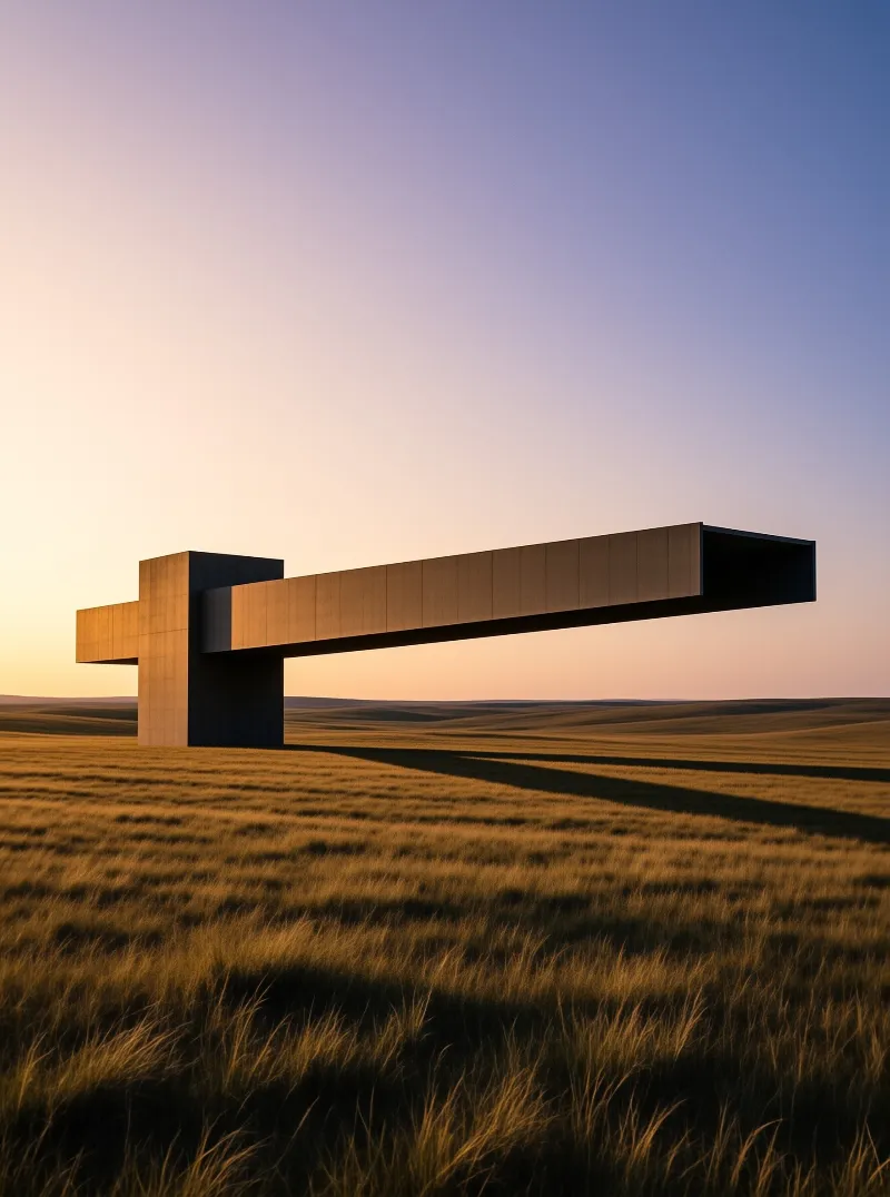 Concrete Cantilever in Golden Steppe