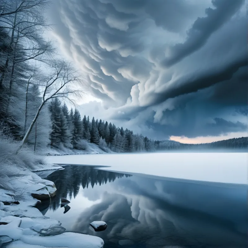 Dramatic Winter Lake Scene