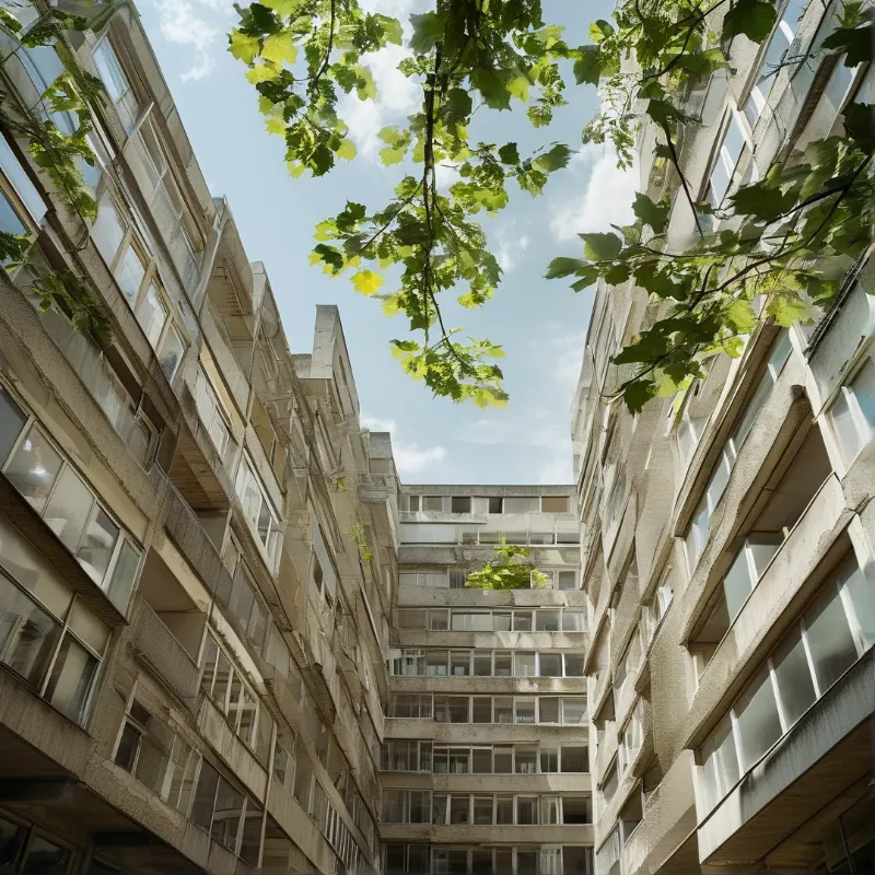 Concrete Towers in Green Canopy