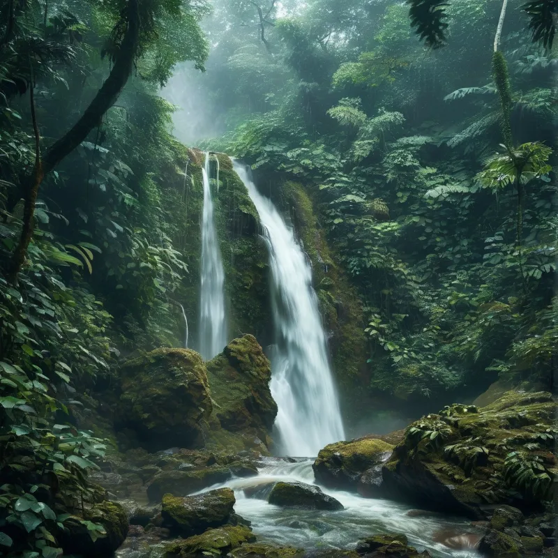 Lush Forest Waterfall