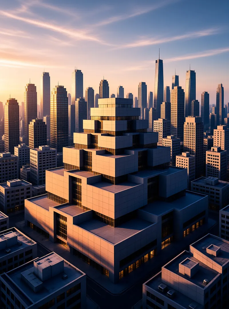 Modern Cityscape at Sunset