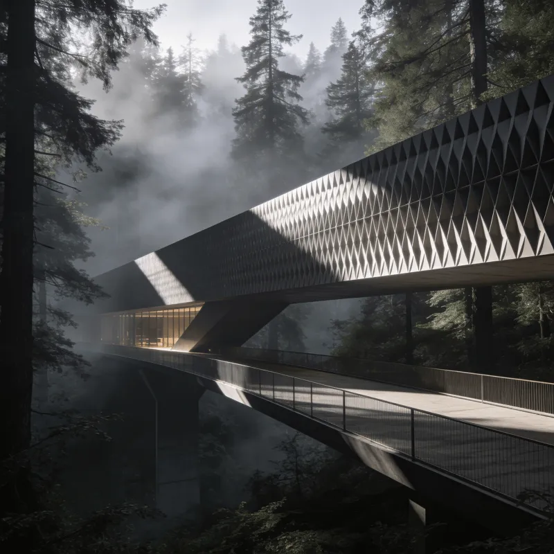 Bridge with Parametric Facade — Misty Forest