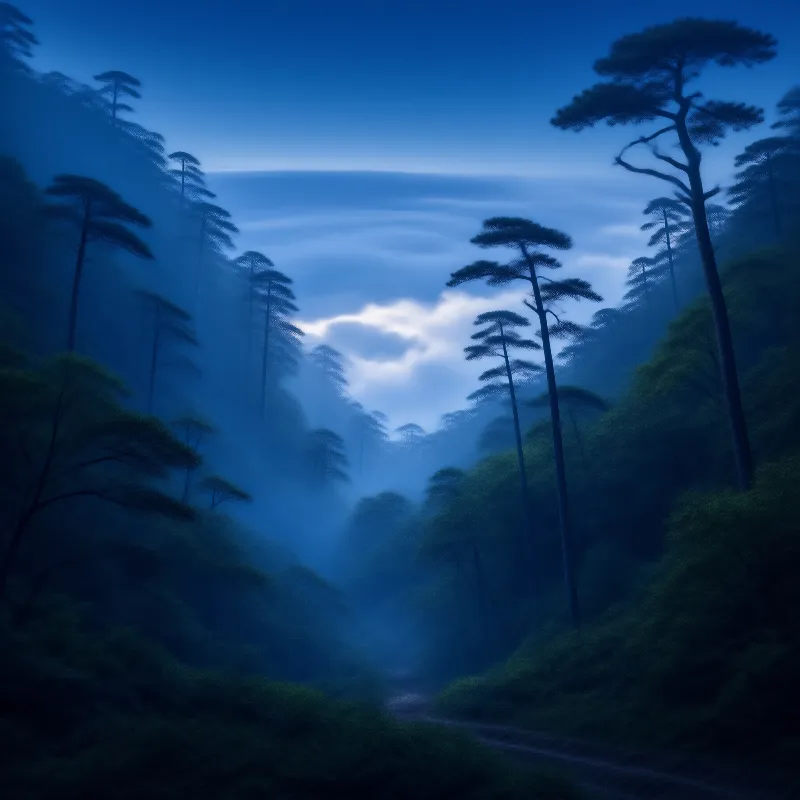Misty Blue Forest Valley