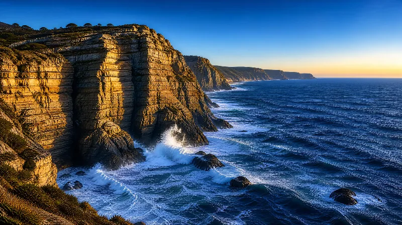 Coastal Cliffs at Sunset
