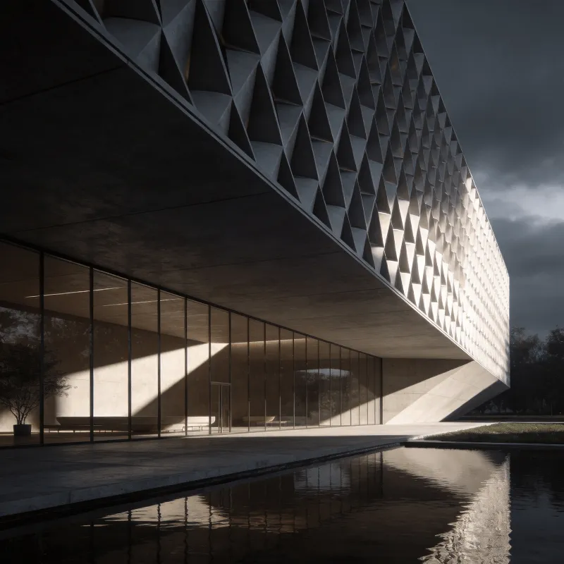 Cultural Center with Parametric Facade — Reflecting Pool