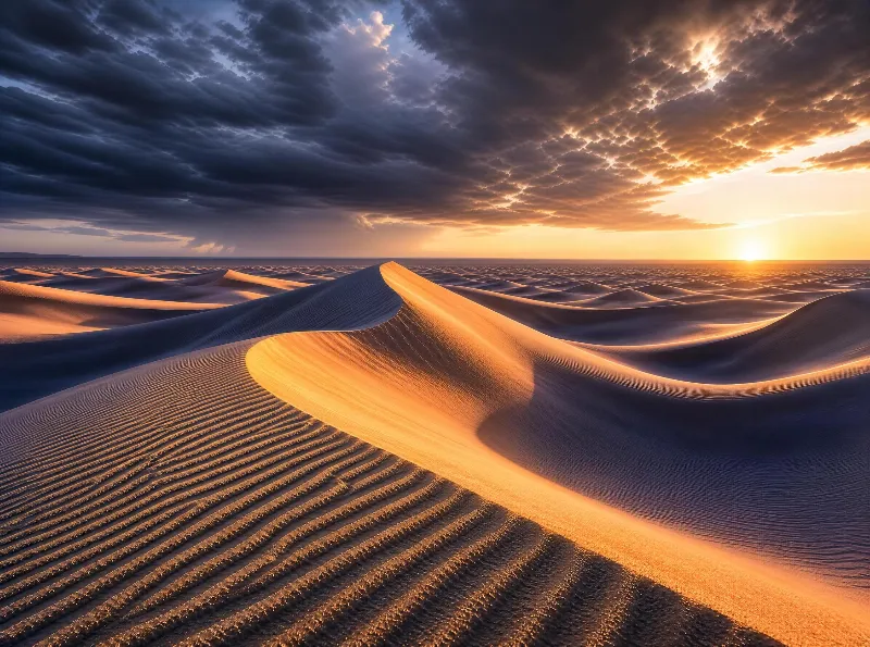 Desert Sunset with Sand Dunes