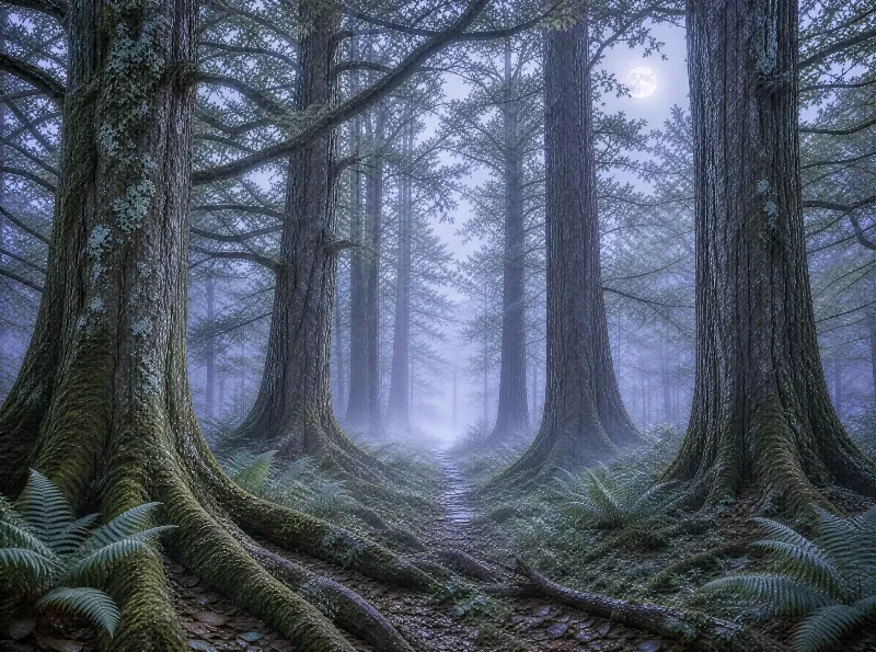 Moonlit Misty Forest