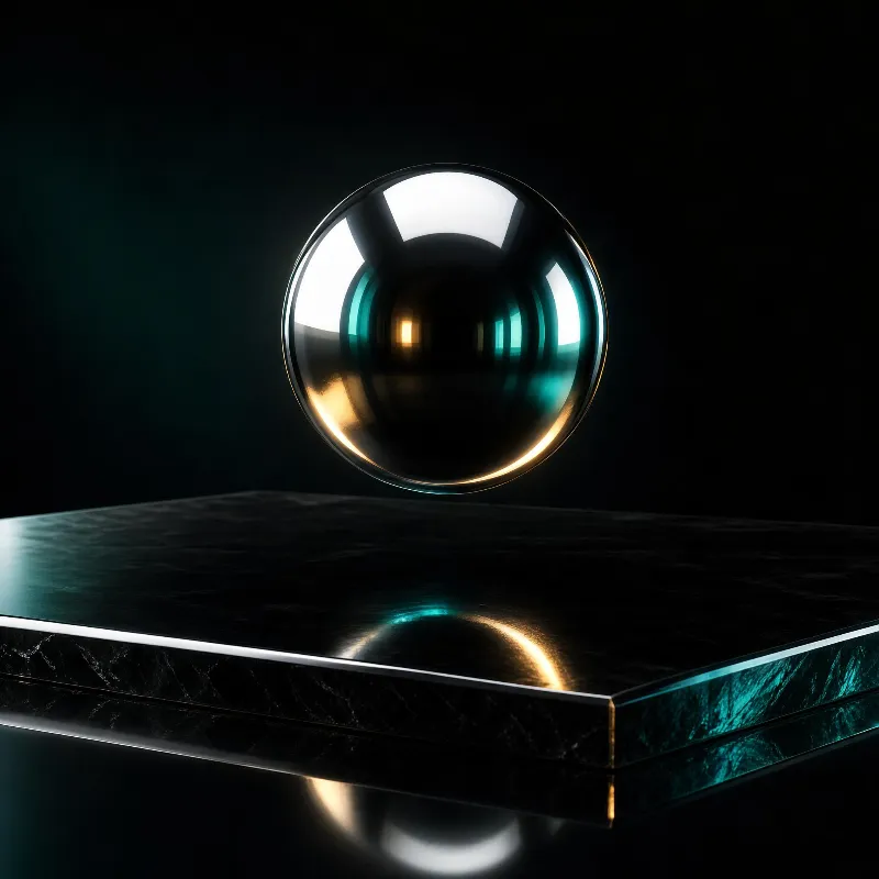 Metallic Sphere on Black Platform