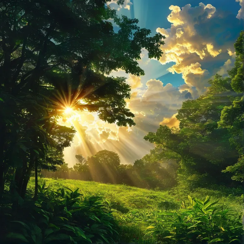 Sunlit Forest Scene
