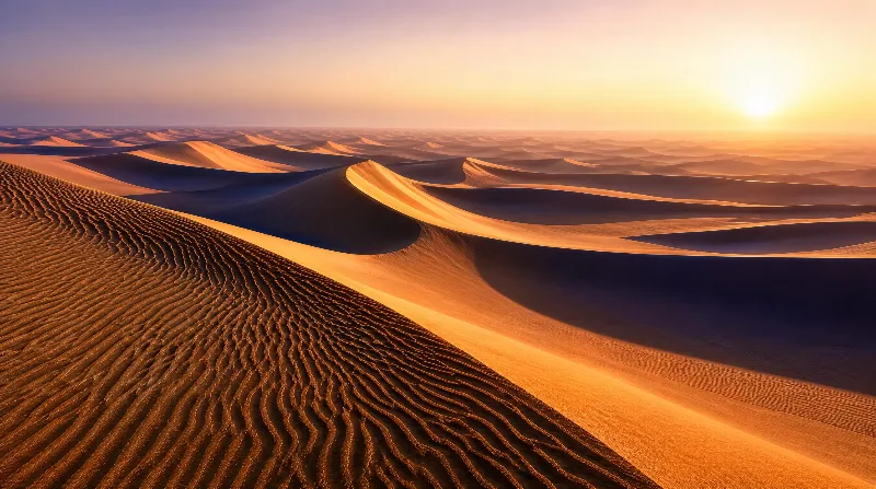 Golden Desert Dunes at Sunrise