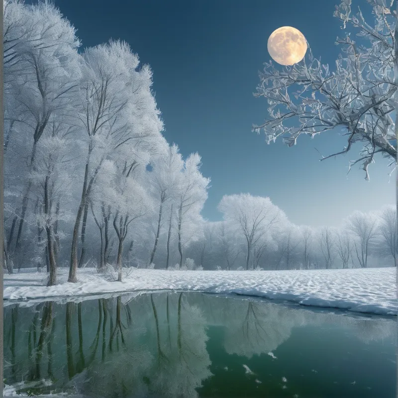 Frosty Moonlit Landscape