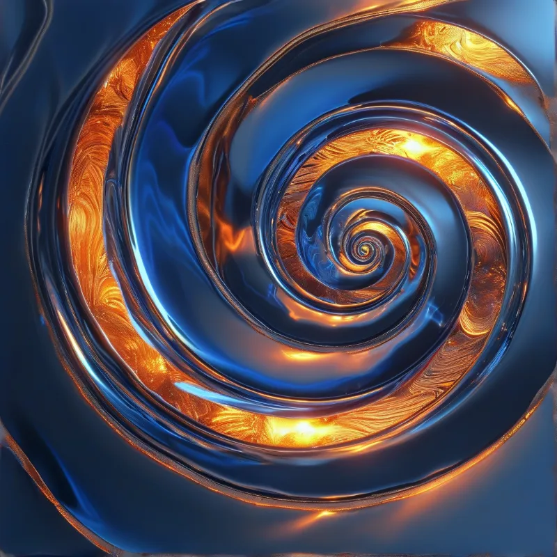 Glossy Blue Amber Spiral